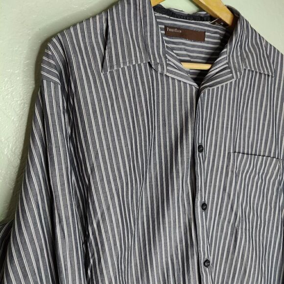 Perry Ellis Cotton Pinstripes Button Up Shirt - Picture 4 of 8